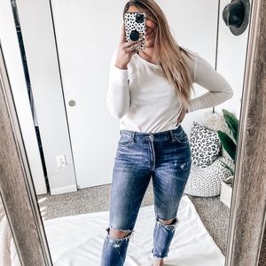 Express Distressed High Rise Ankle Legging Jeans SZ 10